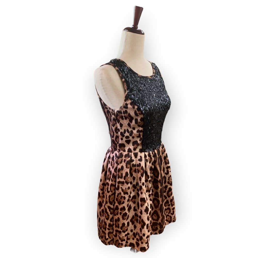 Moon Collection Leopard and Sequin Sleeveless Dress Size Small